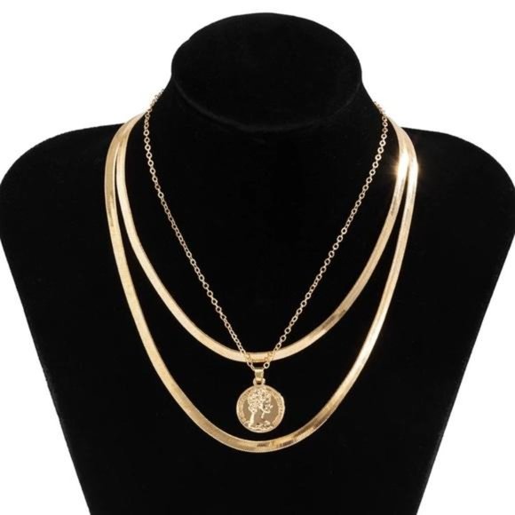 NEW 18K GOLD MULTILAYERED CHAIN NECKLACE, NICE NECKLACE, CUTE NECKLACE - Picture 3 of 6